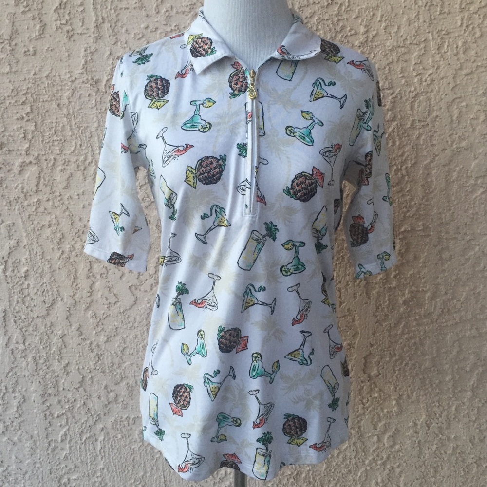 SanSoleil Cocktail Print Golf Shirt